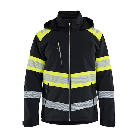 BLÅKLÄDER Highvis softshell-takki kevyesti topattu, musta/huomiokelt.